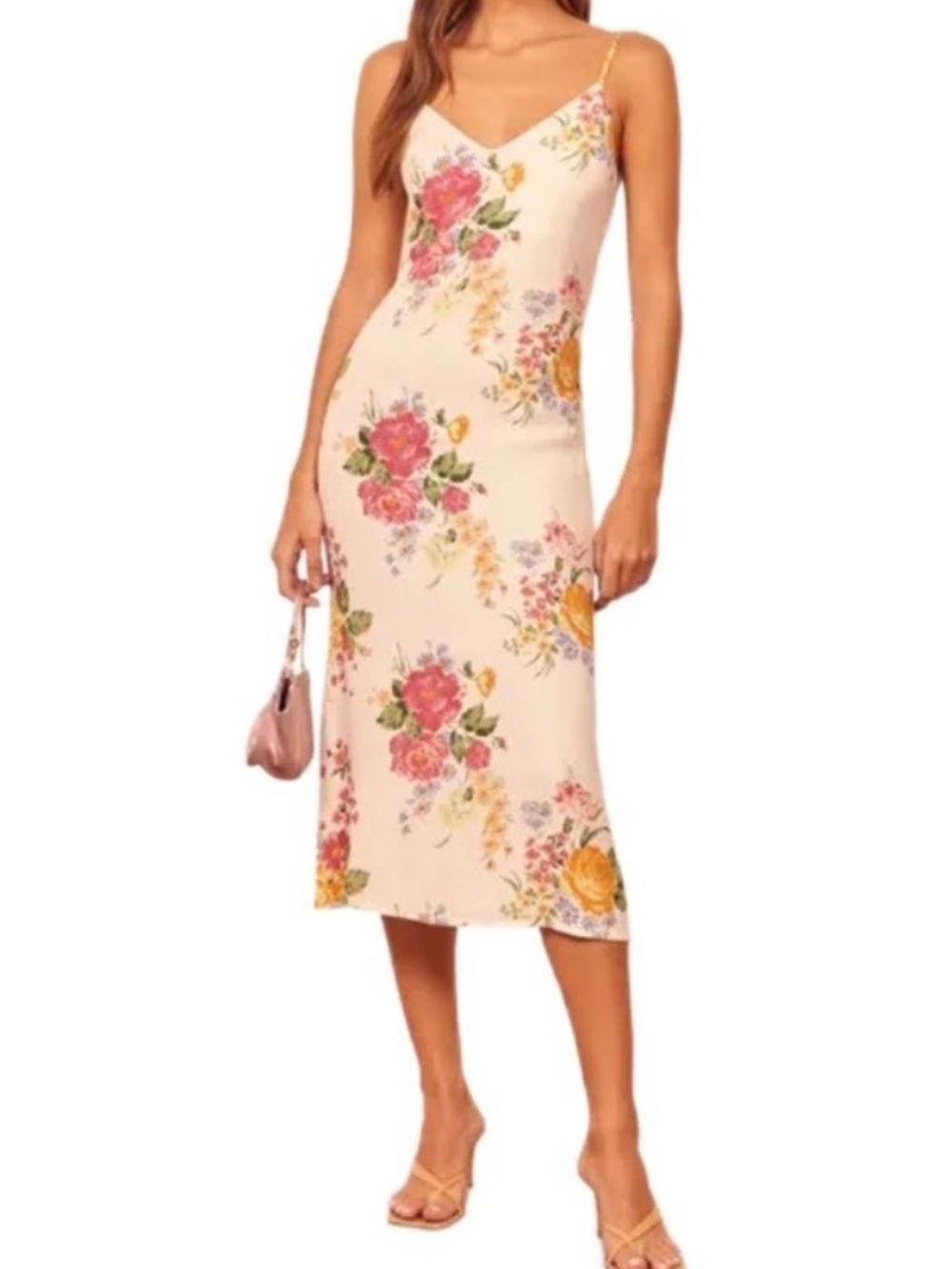 NWT Reformation Boston Bouquet Floral Midi Dress White Pink Size 6 - Picture 4 of 11